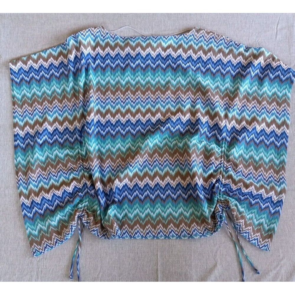Style&Co Women's Large Boho Aztec Pattern Pullover Blouse Multicolor Drawstring - Picture 2 of 7